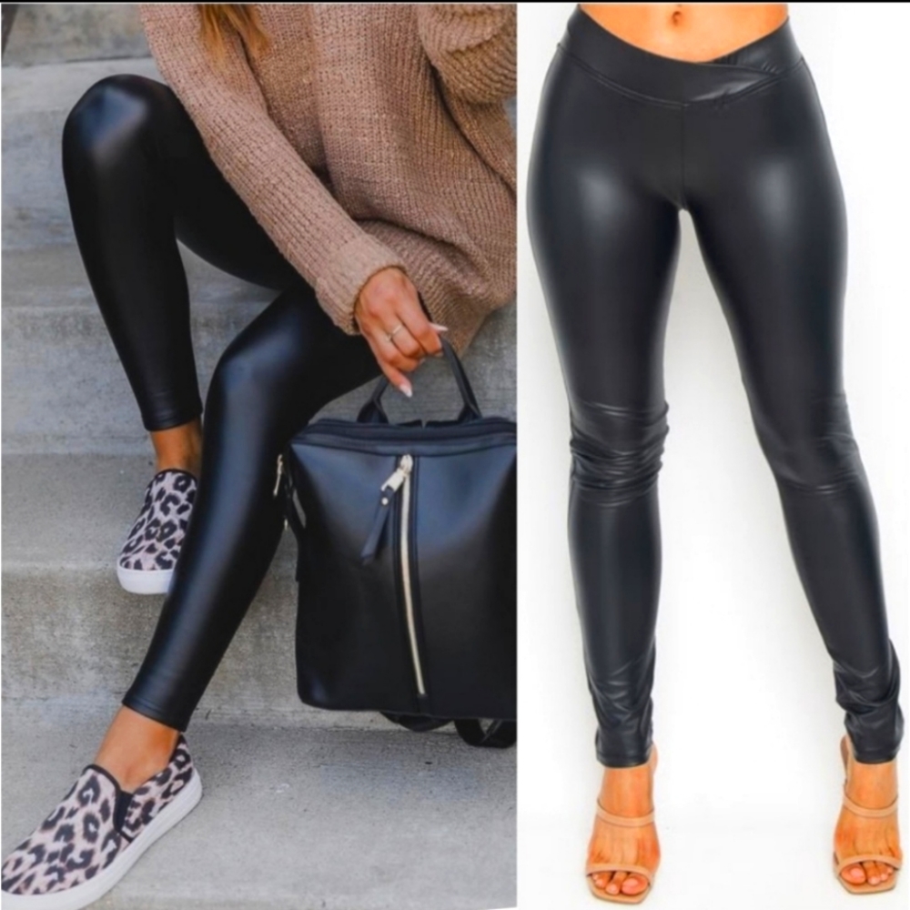 Vegan Thick Comfy Faux Leather Legginga